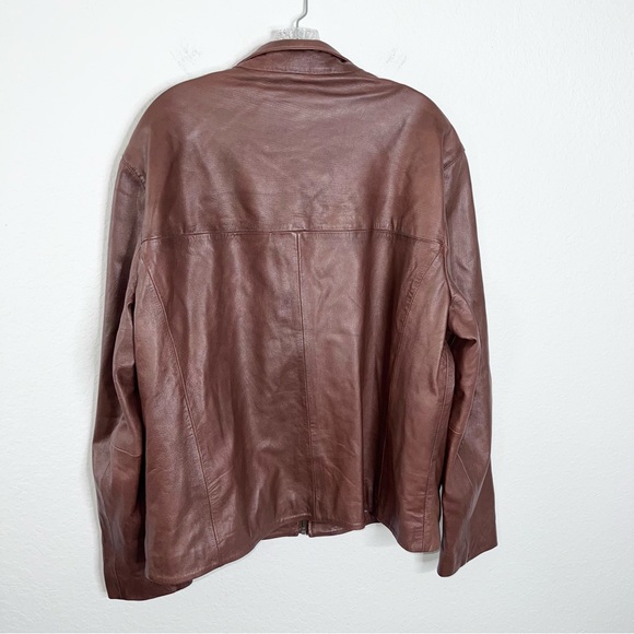 Cole Haan Leather Jacket Men’s XL Brown Zip Up - Picture 3 of 6